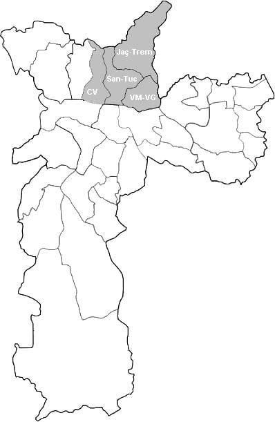 Harta zona Nordeste São Paulo