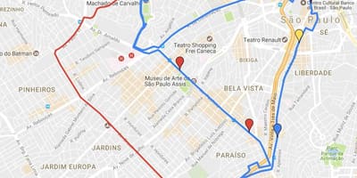 Harta circulară turismo São Paulo - Linii