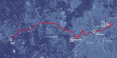 Harta coridor BRT metropolitano Perimetral Alto Tiete