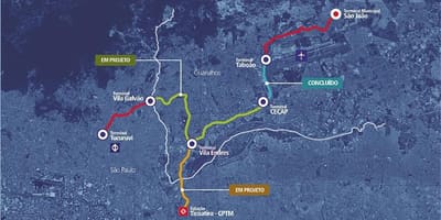 Harta coridor Metropolitano Guarulhos - Tucuruvi