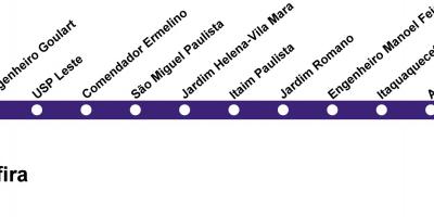 Harta CPTM São Paulo - Linia 12 - Safir