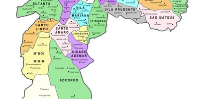 Harta de sub-prefecturi São Paulo