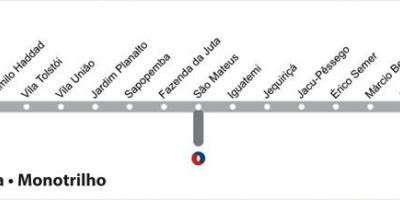 Harta São Paulo monorai - Linia 15 - Argint