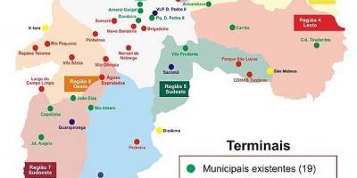 Harta de terminale de autobuz din São Paulo