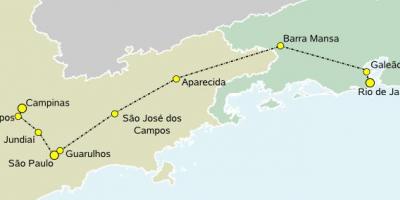 Harta de tren de mare viteză São Paulo